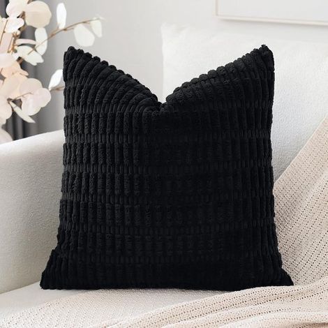 Funda de cojín cuadrada decorativa de rayas estilo boho de 40x40 cm, pana supersuave, ideal para sofá y dormitorio. (1/5)