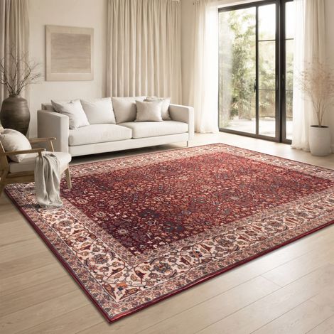 Paco Home Tappeto Soggiorno Orientale Vintage Lavabile Pelo Corto Antiscivolo Rosso Colorato Crema 120x160 cm (1/5)