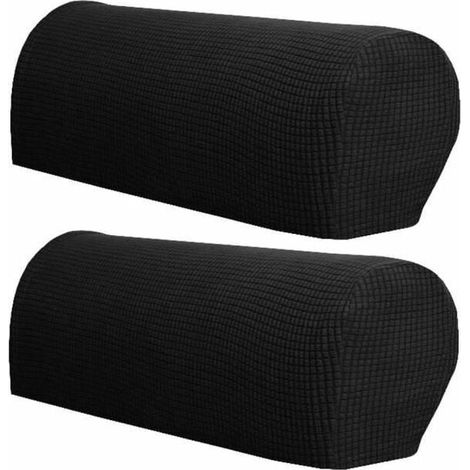 Housse d'accoudoir de canapé en polyester noir – Dimensions 21,7x9,7 cm – Lavable en machine – Protection contre taches et rayures (1/3)
