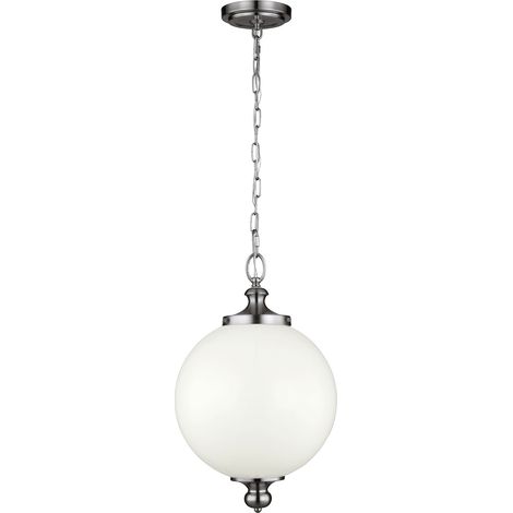 Elstead Parkman - Lampadario a soffitto a 1 luce grande globo nichel lucido, E27 (1/4)