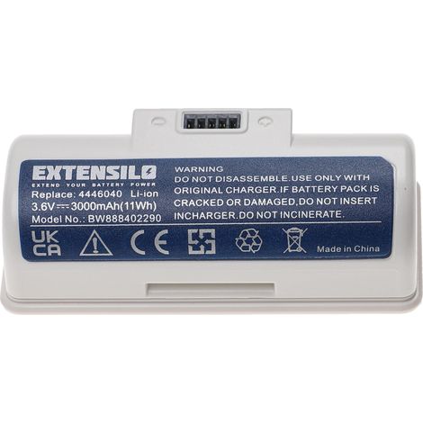 EXTENSILO batteria compatibile con iRobot Braava Jet M6134, 245, 244, 250, 241, M6, 240, M6110 home cleaner bianco (3000mAh, 3,6V, Li-Ion) (1/3)
