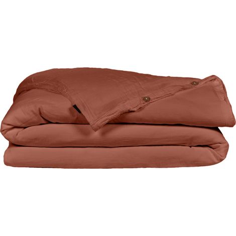 Housse de couette gaze de coton double 220 x 240 cm terracotta - PEPA 3 (1/5)