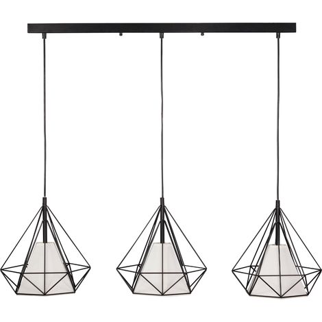 Lampada a sospensione Polux Hira 3xE27 nera metallo 140 cm (1/3)