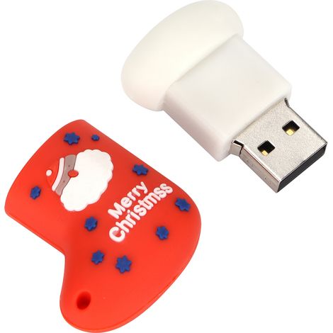 Clé USB 128GB forme chaussette Noël stockage données haute vitesse plug and play mémoire durable pour bureau maison (1/5)