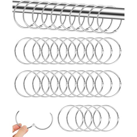 30 Anneaux de Rideau Ouvrables 50 mm en Métal avec Pince, Anneaux Rideaux Douche et Clips pour Voilages et Draperies, Crochet Rideau Metal Anneau Rideau Douche Noir (1/5)