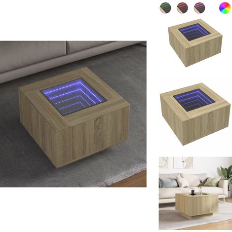 LED-Couchtisch Sonoma-Eiche 60x60x40 cm Holzwerkstoff - Couchtisch - Couchtische - Beistelltisch - Sofatisch (1/5)