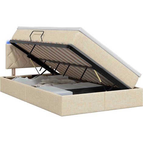 Lit de rangement LED avec matelas CrĂšme 120 x 200 cm Tissu vidaXL (1/5)