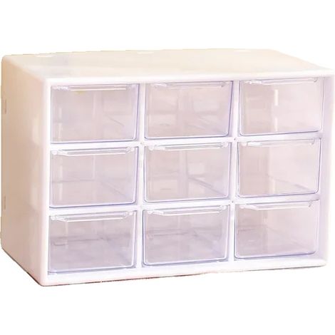 Scatola portaoggetti con 9 scomparti, materiale ecologico, colore BIANCO (1/2)
