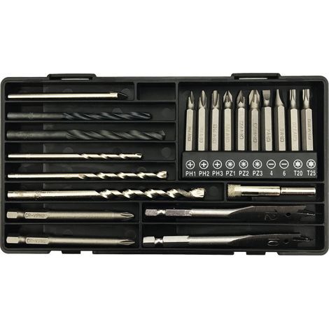Schraubendreher-Bit-Set, Schraubendreher-Bit-Set, Mehrzweck-Bohrer-Set mit HSS-Stahlbohrern, Steinbohrer, Holzbohrer, Holzbearbeitungsbohrer, Holzsägen (1/5)