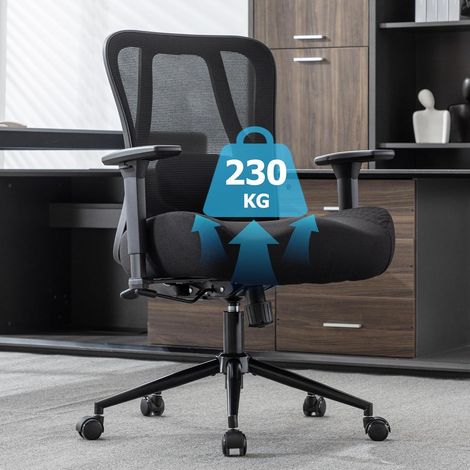 Ergonomischer Bürostuhl bis 230KG Wippfunktion Schwarz 73 x 69 x 93 cm (1/5)