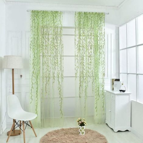 Rideau Voilage - Motif Feuilles De Vigne - 100 % Polyester - 100 x 210 cm - Pour Fenêtre Porte Coulissante Chambre Salon Cuisine Nurserie - 1 Pièce (1/4)