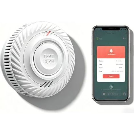 Intelligenter Rauchmelder, WLAN-Melder mit fotoelektrischem Sensor, Brandmelder gemäß EN14604, kompatibel mit der Tuya/Smart Life App, 10 Jahre Batterielebensdauer, 1 Stück (WLAN-fähig) (1/5)