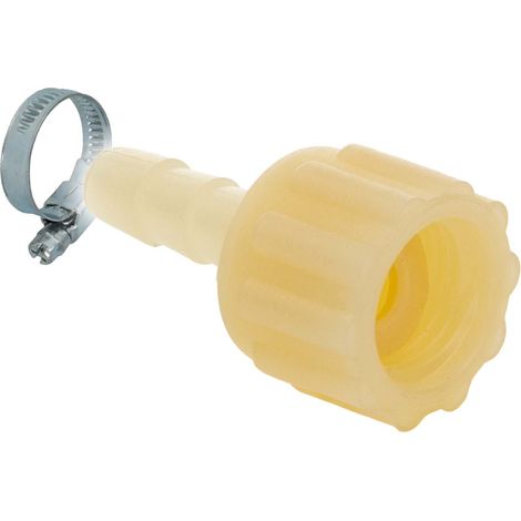 tecuro Schlauchtülle Ø 7 mm x Überwurfmutter 1/4 Zoll, inkl. Schlauchschelle, PA (nylon 66), natur