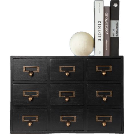 Cabinet de pharmacie, 9 tiroirs, construction en bois et métal de haute qualité, 15"x3.7"x10.2", organise les essentiels de bureau et de maison, design rustique et élégant (1/5)