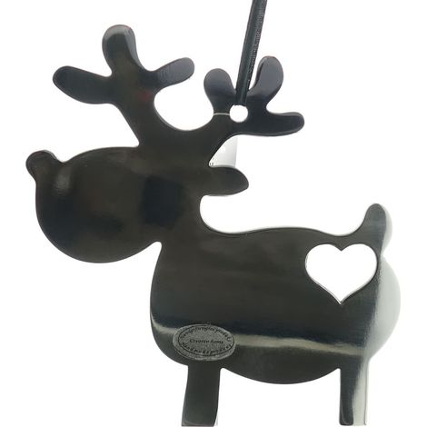 Weihnachtsanhänger Elch Mario Silberfarben poliert 12,5 cm - Edelstahl