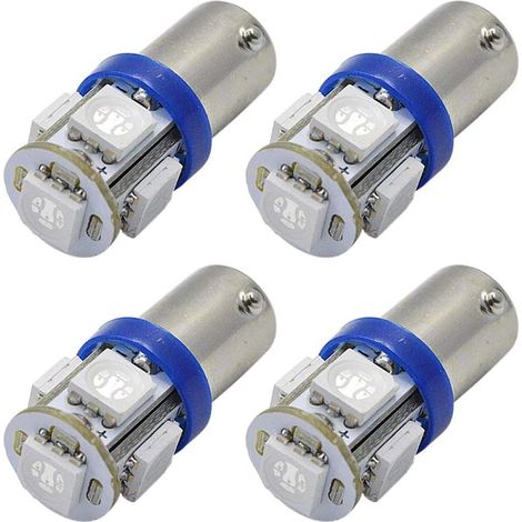 Lot de 4 Ampoule BA9S LED 12V Bleu 5050 5 SMD 100lm Pour Éclairage Intérieur Voiture (1/5)
