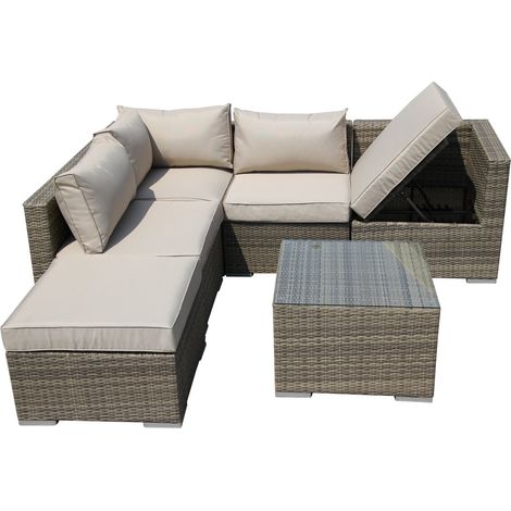 Furniture One Rattan 5 Seater Modular Outdoor Garden Sofa - Nature (1/2)