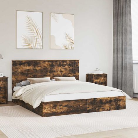 Aufbewahrungsbett Geräucherte Eiche 180 x 200 cm Holzwerkstoff