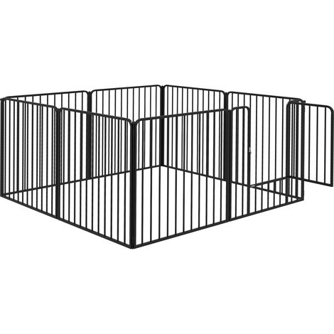 PawHut Box per Cani 8 Pannelli Modulabili 164x164x80cm Nero
