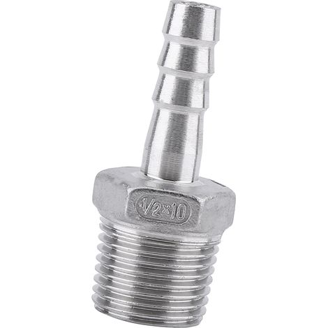 Schlauchverbinder mit Widerhaken, BSP-Schlauchanschluss, Edelstahlverbinder (1/2" x 10 mm) (1/5)