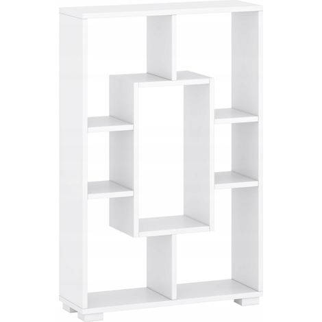 Estantería 90x60x20 cm para pared y suelo, color blanco mate (1/5)