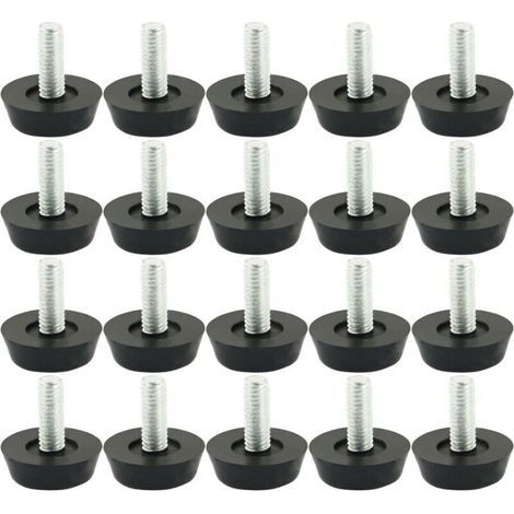 20pcs Pieds de Nivellement Meuble Réglable Pied Réglable Patinn Meuble Jambe Pied de Table Chaise Base Protection Plancher Vis Glisse Métrique M6-1.0 (1/4)