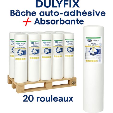 Dulary – Bâche auto-adhésive absorbante 25 m x 1 m – Imperméable – Antidérapante – Lot de 20 – Protection chocs et rayures