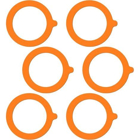 Lot de 6 joints d'étanchéité en caoutchouc pour bocaux en verre, joints de rechange hermétiques en silicone pour bocaux - 9,3 cm (orange) (1/4)