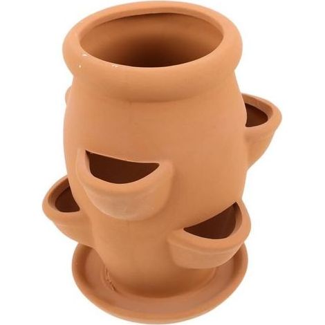 Pot de fleurs en terre cuite en forme de tour à fraises. à plusieurs compartiments. pour plantes succulentes. fleurs et végétaux. Design élégant pour le jardinage. (1/3)