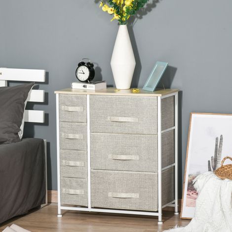 Cassettiera in tessuto a 7 cassetti, mobile contenitore moderno, struttura in acciaio, 63,5 x 30 x 71 cm, grigio
