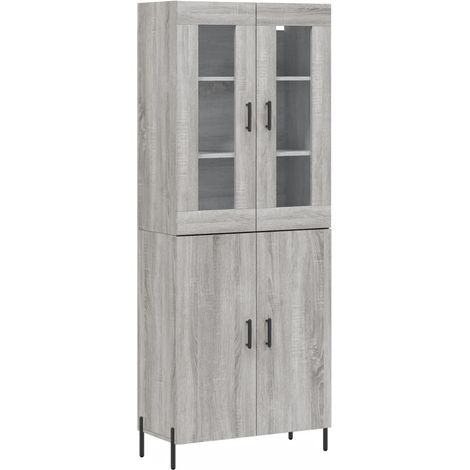 Aparador cajonera mueble almacenaje organizador cocina salón salón alto sonoma 695 x 34 x 180 cm madera de ingeniería gris 020035457