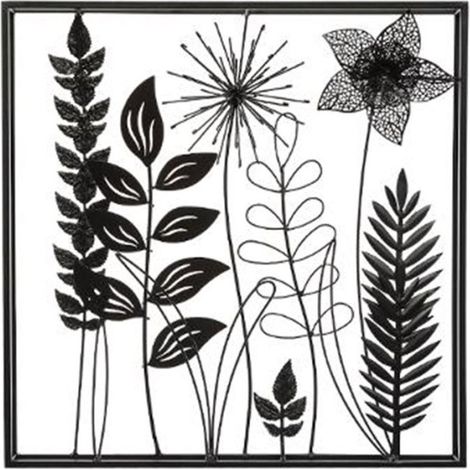 Décoration Murale en Métal "Feuillu" 40x40cm Noir (1/3)