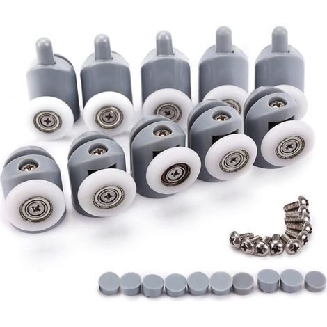 Lot de 10 roulettes de douche ajustables 25mm – Rouleaux en plastique durable – Pour cabine de douche – Installation rapide – Minetgnon - 10pcs