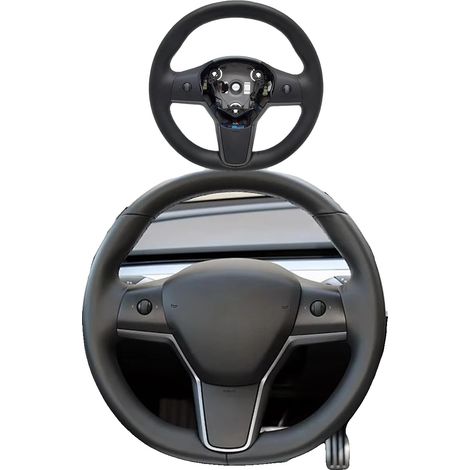 Volante riscaldato, compatibile con i modelli Tesla, in resistente pelle PU, Tipo 1 (1/2)