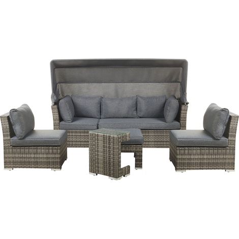 Lounge Set mit Tisch 6-Sitzer CORTE Dunkelbraun Polyrattan modular (1/5)