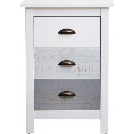 Mesita modelo Amor 3 cajones acabado blanco, 46 cm (Ancho) 35 cm (Fondo) 65 cm (Alto (1/4)