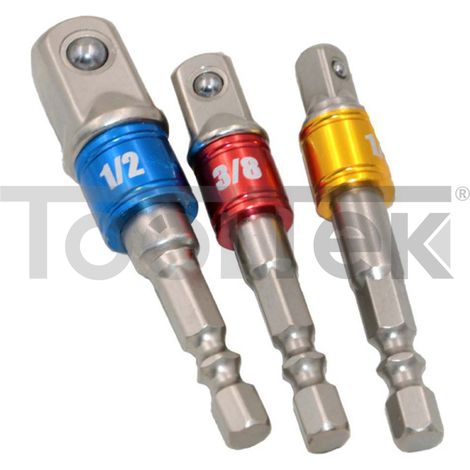 SET ADATTATORE 3pz PER AVVITATORE ATTACCO 1/4" 3/8 "1/2" TOOTLEK (1/5)
