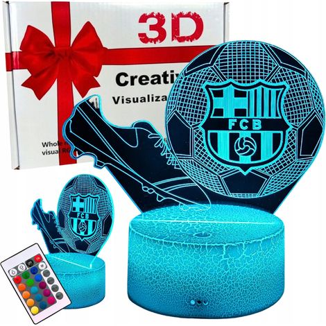 Lámpara de escritorio infantil FC Barcelona Fútbol 16 LED 3D + Mando a distancia