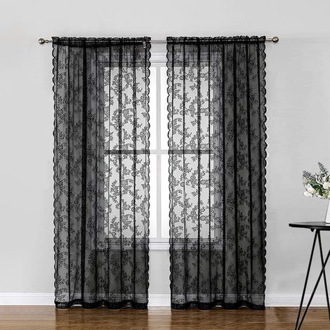 Cortinas de encaje - Negras - 150 x 200 cm (1/5)