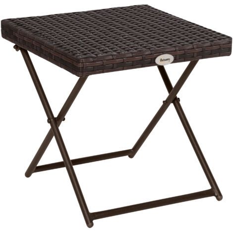 Table d'appoint pliante en polyrotin, table basse, plateau, table de balcon, table de jardin, table de canapé, table à thé, mobilier de jardin, table en rotin pour jardin, terrasse, balcon, 40 x 40 x