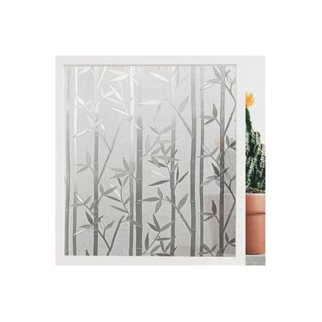 Film pour fenêtre, film électrostatique, antiadhésif, opaque, protection UV, convient pour la cuisine, le bureau, la décoration de la chambre, motif bambou 40 x 200 cm (1/4)