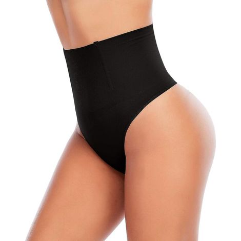 String gainant ventre plat pour femme, sans coutures, sous-vêtement sculptant - Taille S - Noir-S