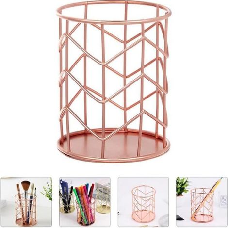 Boîte De Rangement Pour Maquillage - Porte-Crayons En Fil De Fer - Forme De Rose - Style Vintage - 1 Pièce (1/5)