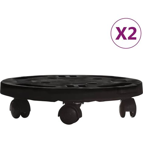 Maison Exclusive - Carrelli per Piante con Ruote 2 pz Diametro 30 cm Neri 170 kg (1/5)