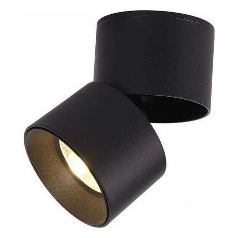 Spot en Saillie Orientable 7W LED Spots de Plafond Plafonnier Aangle Réglable Applique de Plafond Lampe COB,Rotative à 360 ° (Blanc Chaud 3000k) (noir ) (1/5)