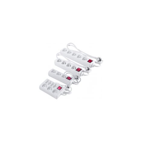Estensioni multiprese con interruttore, caratteristiche blocco rettangolare con 7 prese (3 x 16A + 4 x 6A)