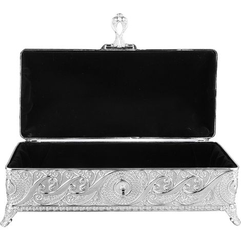 Boîte à Bijoux en Métal Argenté avec Doublure Velours pour Organisation de Bureau (1/5)