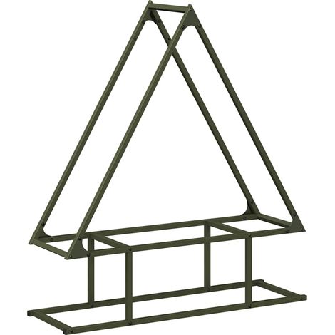 Portant de bois chauffage vert olive 80x25x90 cm