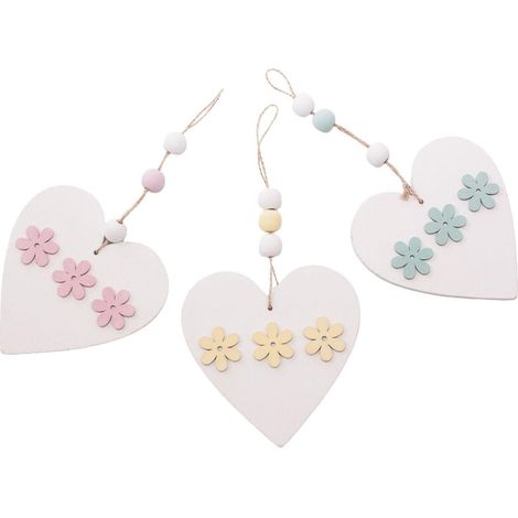 Decorazione a cuore in legno, set di 3, H12 cm (kit da 10)