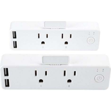 Prises WiFi intelligentes avec commande vocale, double port USB, compatible Google Alexa, prise américaine 100‑240V (1/5)